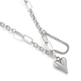 Stainless steel heart-shaped pendant adjustable necklace bracelet set