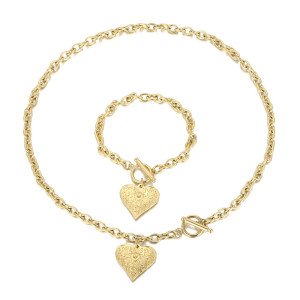 Stainless steel heart-shaped pendant OT buckle ornament women's bracelet necklace