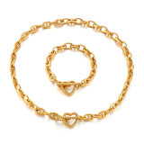Stainless steel love bracelet necklace set