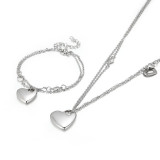 Stainless steel love necklace bracelet set