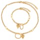 Stainless steel heart-shaped pendant adjustable necklace bracelet set