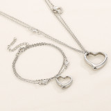 Stainless steel love bracelet necklace set
