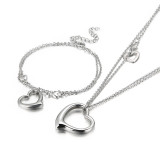 Stainless steel love bracelet necklace set