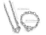 Stainless steel love bracelet necklace set