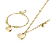Stainless steel love necklace bracelet set