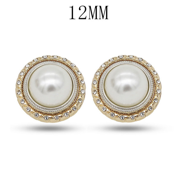 12MM Bi-color metal pearl snap button charms