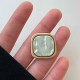 22MM Metal imitation shell square design snap button charms