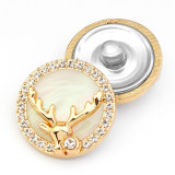 22MM Metal round diamond deer snap button charms