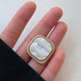 22MM Metal imitation shell square design snap button charms
