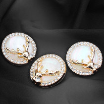 22MM Metal round diamond deer snap button charms