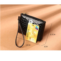 PU solid color alligator mini zipper zero wallet card coin bag suitable for 20MM snap button charms