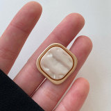 22MM Metal imitation shell square design snap button charms