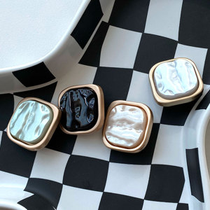 22MM Metal imitation shell square design snap button charms