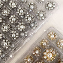 23MM metal hollow pearl snap button charms