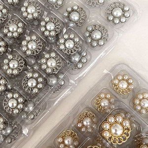23MM metal hollow pearl snap button charms