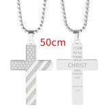 American flag necklace cross hip hop stainless steel necklace