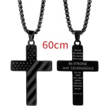 American flag necklace cross hip hop stainless steel necklace
