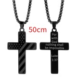 American flag necklace cross hip hop stainless steel necklace