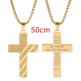 American flag necklace cross hip hop stainless steel necklace