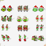 Christmas cartoon Grinch acrylic earrings