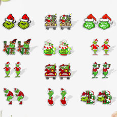 Christmas cartoon Grinch acrylic earrings
