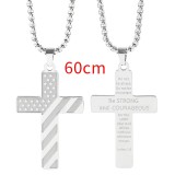 American flag necklace cross hip hop stainless steel necklace