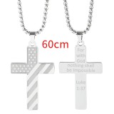 American flag necklace cross hip hop stainless steel necklace