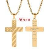 American flag necklace cross hip hop stainless steel necklace