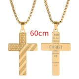 American flag necklace cross hip hop stainless steel necklace