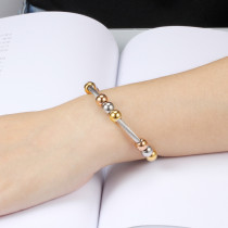 Adjustable spring twist chain stainless steel tricolor bead bracelet