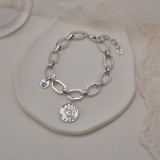 Stainless steel pearl round pendant splicing chain bracelet