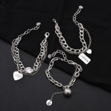 Stainless steel pearl round pendant splicing chain bracelet
