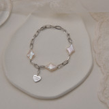 Stainless steel pearl round pendant splicing chain bracelet