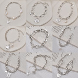 Stainless steel pearl round pendant splicing chain bracelet