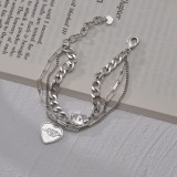 Stainless steel pearl round pendant splicing chain bracelet
