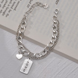 Stainless steel pearl round pendant splicing chain bracelet