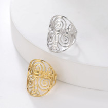 Stainless steel tornado Celtic knot cut-out pattern opening adjustable ring