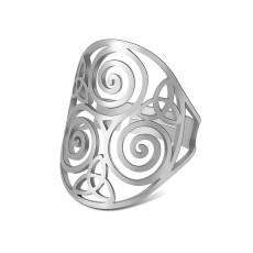 Stainless steel tornado Celtic knot cut-out pattern opening adjustable ring