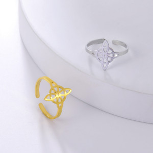 Stainless steel hollow Celtic knot four-piece adjustable ring