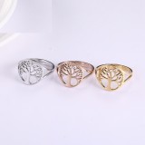 Stainless steel hollow life tree opening adjustable ring