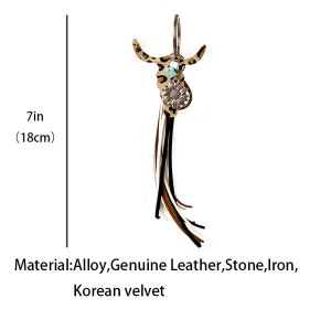 Keychain embossed leather cow-head leather fringed turquoise sunflower ornament genuine leather