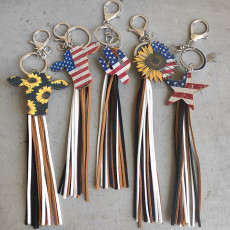 Key chain Western cowboy American Independence Day cactus sunflower tassel key case