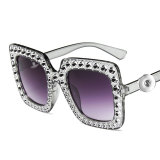 18MM Snaps button jewelry wholesale Diamond plated large frame square sunglasses Full sky star dazzling ocean sunglasses