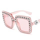 18MM Snaps button jewelry wholesale Diamond plated large frame square sunglasses Full sky star dazzling ocean sunglasses