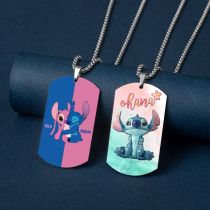 Stainless steel Star Baby Stitch color printing necklace