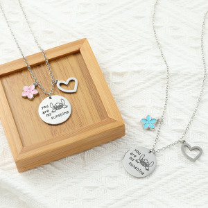 Stainless steel Stitch couple necklace love pendant