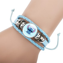 Star Baby Stitch Glass Cowhide Bracelet Blue Bracelet