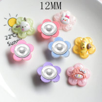 12MM Cartoon resin dog flower diy snap button charms