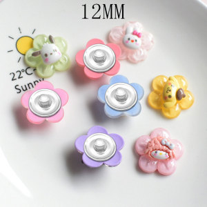 12MM Cartoon resin dog flower diy snap button charms