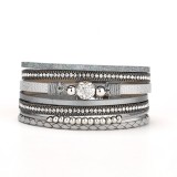 Soft clay dot drill multi-layer personalized leather bracelet magnetic buckle